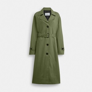 Coach Oversized Trench Coat Green | COH865930