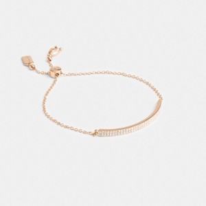 Coach Pavé Bar Slider Bracelet Rose Gold | COH866084