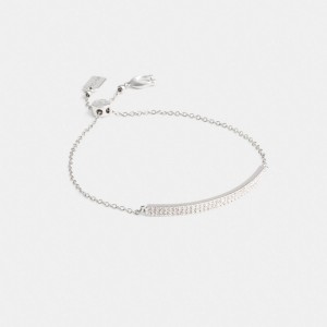 Coach Pavé Bar Slider Bracelet Silver | COH866073