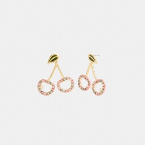 Coach Pavé Cherry Drop Earrings Gold/Multi | COH866123