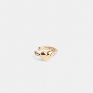 Coach Pavé Heart Ear Cuff Gold/Clear | COH866182