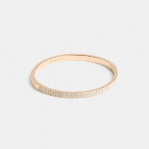 Coach Pavé Hinged Bangle Rose Gold | COH866082