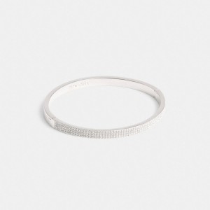 Coach Pavé Hinged Bangle Silver | COH866156