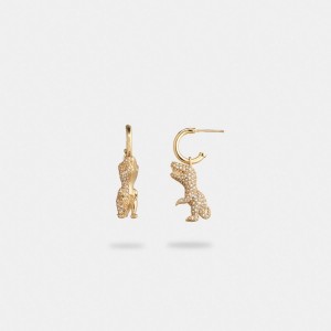 Coach Pavé Rexy Huggie Earrings Gold/Crystal | COH866217