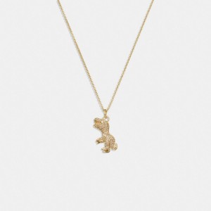 Coach Pavé Rexy Necklace Gold/Crystal | COH866172