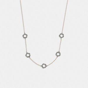 Coach Pavé Tea Rose Necklace Gold | COH866108