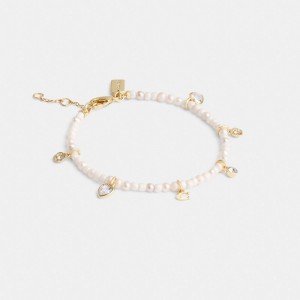 Coach Pearl Charm Bracelet Gold/Pearl | COH866206