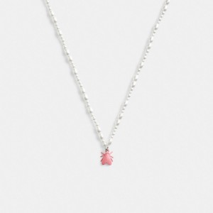 Coach Pearl Fly Pendant Necklace Silver/Multi | COH866125
