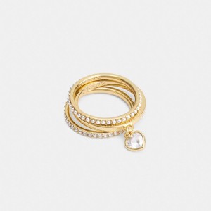 Coach Pearl Heart Ring Set Gold/Pearl | COH866203