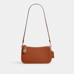 Coach Penn Shoulder Bag Glovetan Leather/Silver/Burnished Amber | COH864825