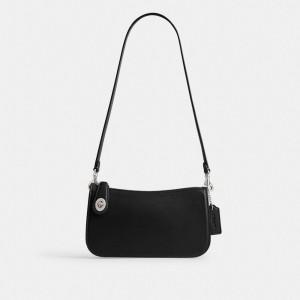 Coach Penn Shoulder Bag Glovetan Leather/Silver/Black | COH864942