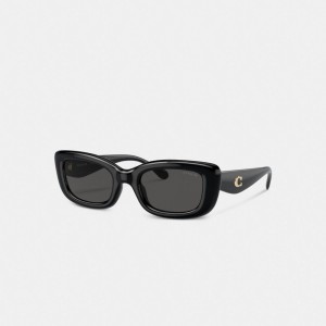 Coach Pillow Tabby Narrow Rectangle Sunglasses Black | COH866353
