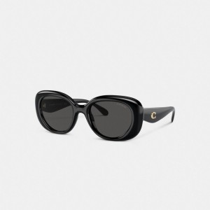 Coach Pillow Tabby Round Sunglasses Black | COH866354