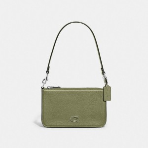 Coach Pouch Bag With Signature Canvas Moss | COH865205