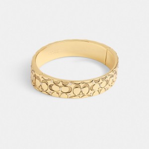 Coach Quilted Signature Hinged Bangle Gold/Black | COH866195