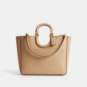 Coach Rae Tote Bag Glovetan Leather/Brass/Beige | COH865069