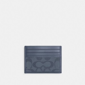 Coach Refined Card Case In Signature Canvas Jacquard Washed Chambray | COH866773