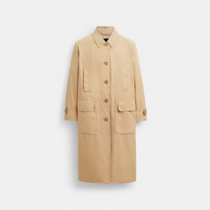 Coach Regenerative Cotton Balmacaan Light Khaki | COH865939
