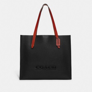 Coach Relay Tote Bag Polished Pebble Leather/Black | COH866523