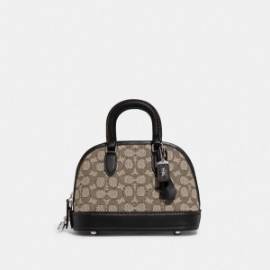 Coach Revel Bag 24 In Signature Textile Jacquard Silver/Cocoa Black | COH865144