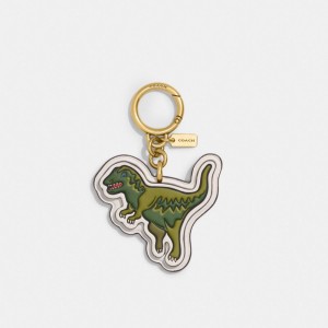 Coach Rexy Bag Charm With Signature Canvas Brass/Chalk | COH866457