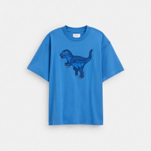 Coach Rexy T Shirt In Organic Cotton Blue | COH866906