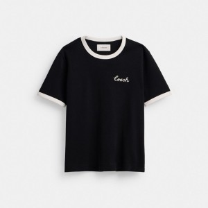 Coach Ringer T Shirt Black | COH865949