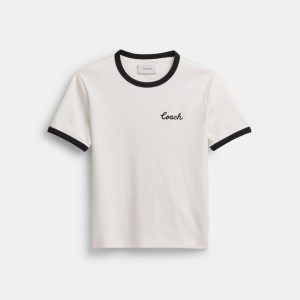 Coach Ringer T Shirt White | COH865990