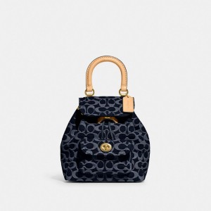 Coach Riya Backpack 21 In Signature Denim Denim/Brass/Blue | COH865479