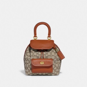 Coach Riya Backpack 21 In Signature Textile Jacquard Signature Jacquard/Brass/Cocoa Burnished Amb | COH865478