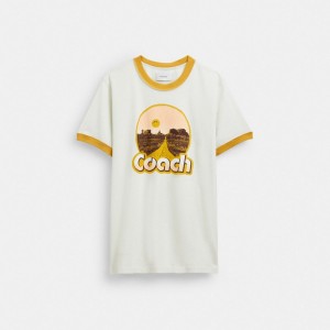 Coach Roadside Ringer T Shirt White | COH866908