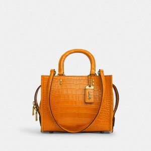 Coach Rogue Bag 25 In Alligator Brass/Orange | COH865120
