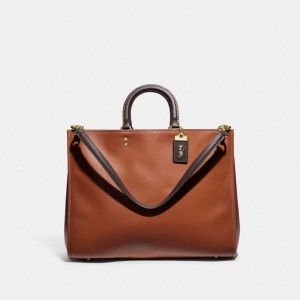Coach Rogue Bag 39 In Colorblock Pebble Leather/Brass/1941 Saddle Multi | COH864995