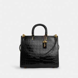 Coach Rogue Bag In Alligator Brass/Black | COH865162