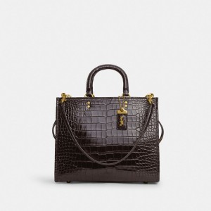 Coach Rogue Bag In Alligator Brass/Oxblood | COH865134