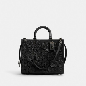 Coach Rogue Bag With Tea Rose Matte Black/Black | COH865166