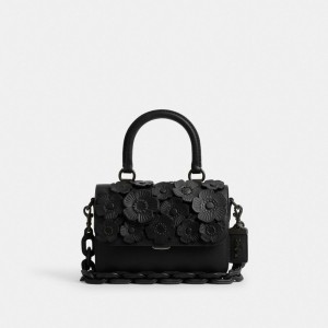 Coach Rogue Top Handle Bag With Tea Rose Glovetanned Leather/Matte Black/Black | COH865170