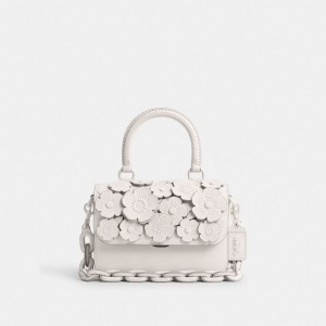 Coach Rogue Top Handle Bag With Tea Rose Glovetanned Leather/Silver/Chalk | COH865171