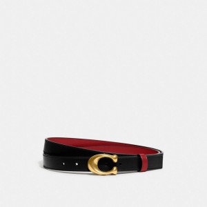 Coach Sculpted C Buckle Cut To Size Reversible Belt, 25 Mm Brass/Black 1941 Red | COH866322