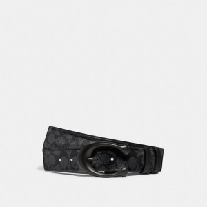 Coach Sculpted C Buckle Cut To Size Reversible Belt, 40 Mm Black/Charcoal | COH867002