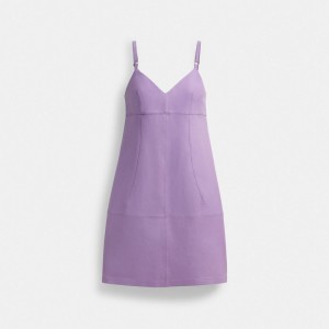 Coach Short Leather Dress Purple | COH866061