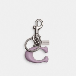 Coach Signature Bag Charm Silver/Soft Purple | COH866440