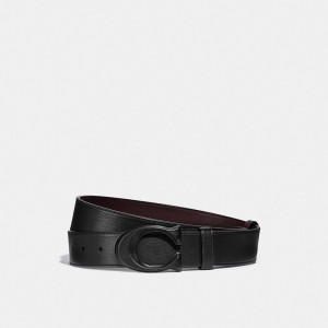 Coach Signature Buckle Cut To Size Reversible Belt, 38 Mm Black/Ox Blood | COH866997
