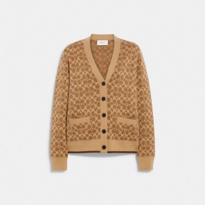 Coach Signature Cardigan Tan Signature | COH865953