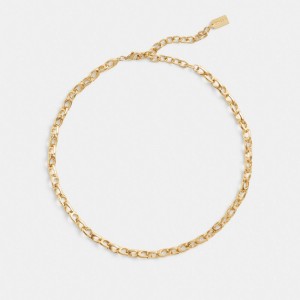 Coach Signature Chain Link Choker Necklace Gold | COH866142