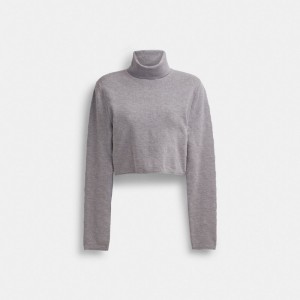 Coach Signature Cropped Turtleneck Heather Grey | COH865982