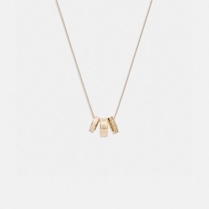 Coach Signature Enamel Necklace Gold/Chalk | COH866088