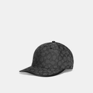 Coach Signature Jacquard Baseball Hat Charcoal | COH866417