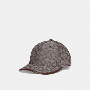 Coach Signature Jacquard Baseball Hat Oak | COH866411