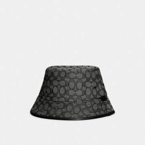 Coach Signature Jacquard Bucket Hat Charcoal | COH867041